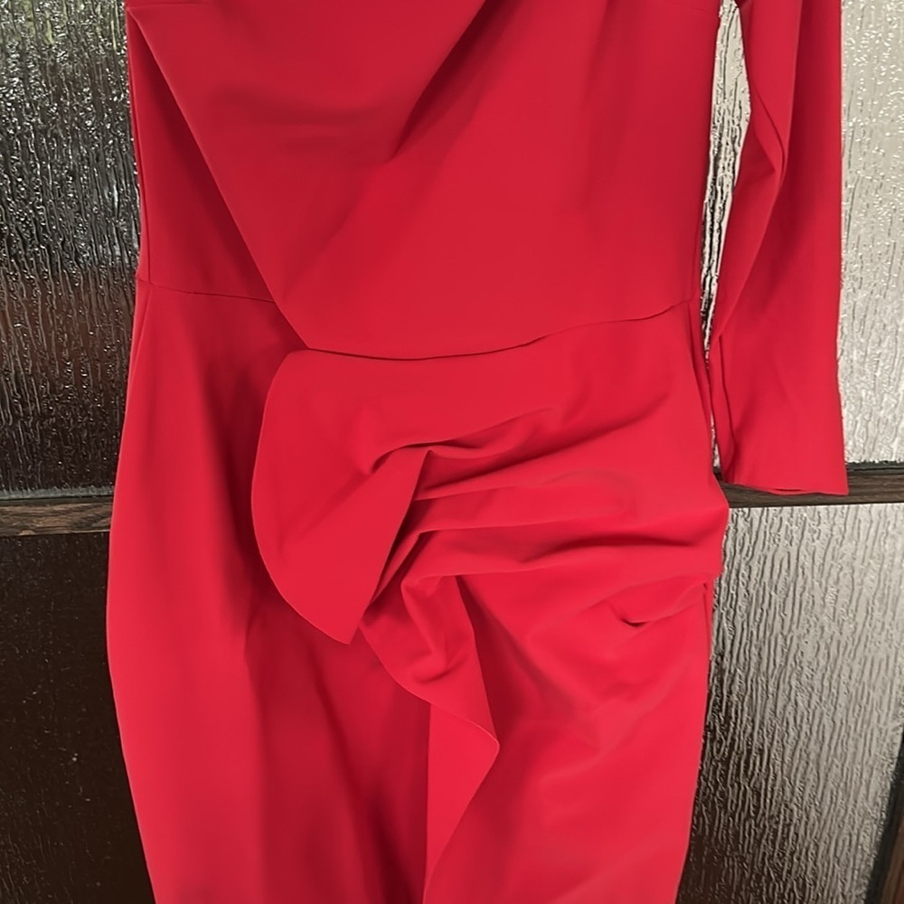 Chiara Boni Kimina Gown Elegant Red One-Shoulder Dress size 48 or US size 12 - Picture 11 of 13